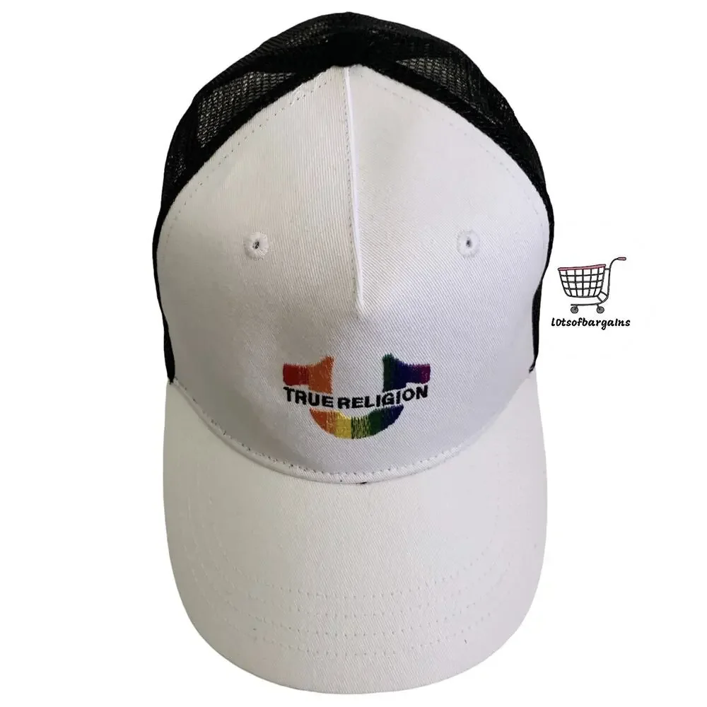 True Religion Horseshoe Logo White PRIDE Snapback Adjustable Trucker Hat Cap New